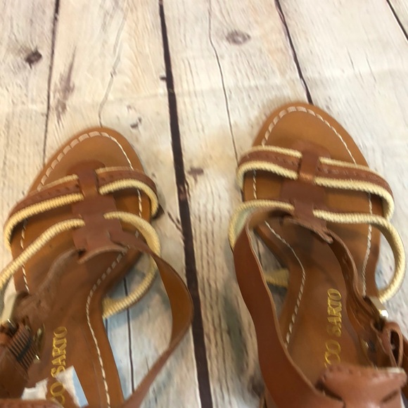 Franco Sarto leather/canvas strap wedge sandal - Picture 4 of 6